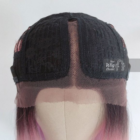 26" Pastel Pink Purple Ombre Wig Dark Roots| Kylie - Picture 5 of 8